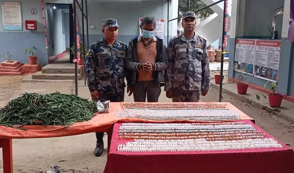 खुर्सानीको बोराभित्र लुकाएर ल्याएको लागूऔषधसहित एक जना नियन्त्रणमा